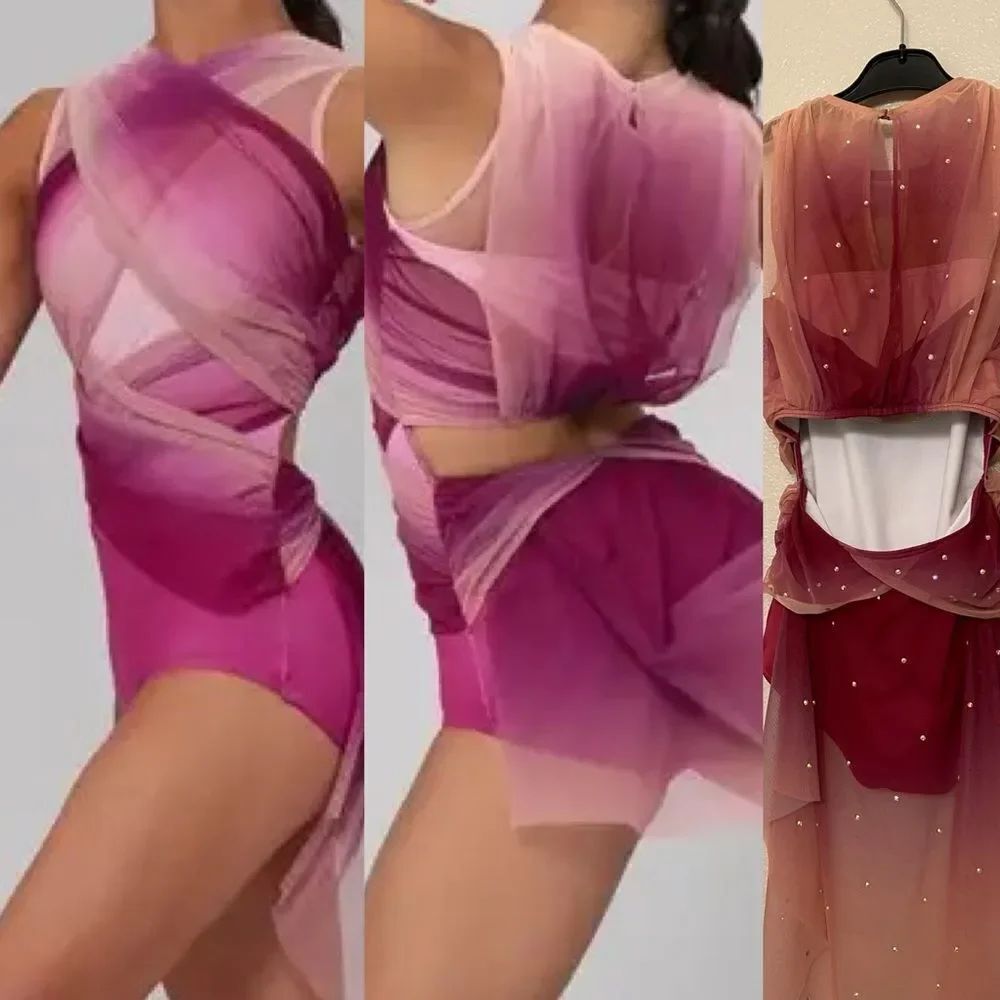 Weissman elite solo dance semi custom costume pink ombre Night Changes 14892 SA